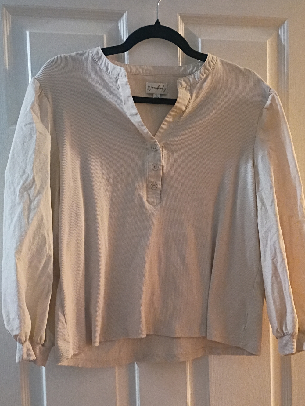 Wonderly Cream Long-Sleeve Henley Top Short Waist